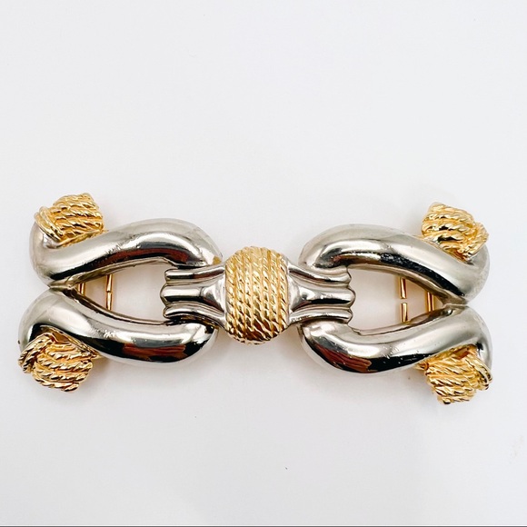 Vintage 1980’s Accessorycraft NYC Silver & Gold Equestrian Belt Buckle - Picture 5 of 8